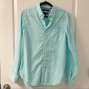 Banana Republic Camden Fit Custom 078 Wash Shirt Teal Blue Beach Aqua Small S